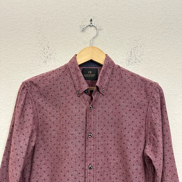 SCOTCH & SODA Button Down Shirt Dusty Mauve Geometric LS Preppy Office - Picture 4 of 10